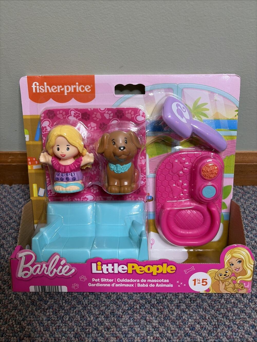 Fisher Price Little People Barbie Dog Pet Sitter Playset Toy Figures, NIB